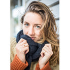 Woman wearing scarf in colour Grey/Black Marl