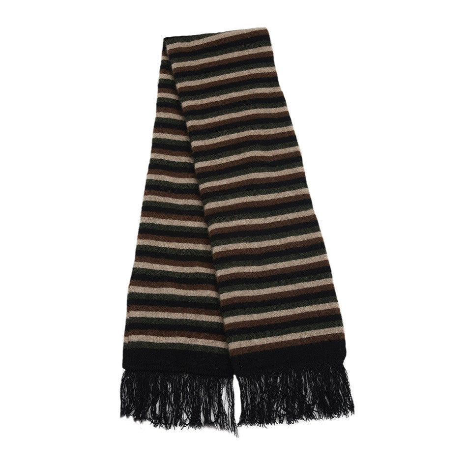 Black - Lothlorian - Merino Possum Multi Striped Scarf (9951)