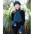 Scarf, beanie, gloves accessory set in colour Tasman