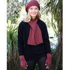 Scarf, beanie, gloves accessory set in colour Dusk