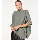 Mint colour merino & possum garter detail poncho