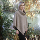 Zinity - Merino & Possum Cowl Neck Poncho -  Natural