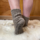 Merino and Possum wool socks on feet.