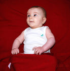 Merino wool baby’s singlet in Winter White colour.