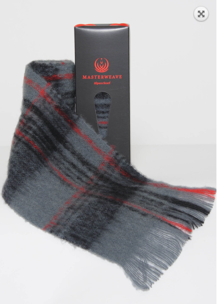 Alpaca fur scarf in Grey/Black Check