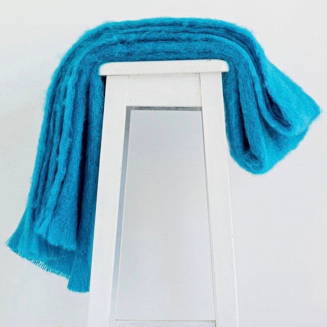 Turquiose colour Mohair blanket throws
