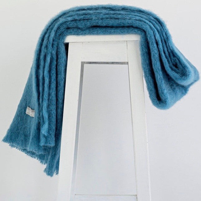 Lake colour Mohair blanket throws