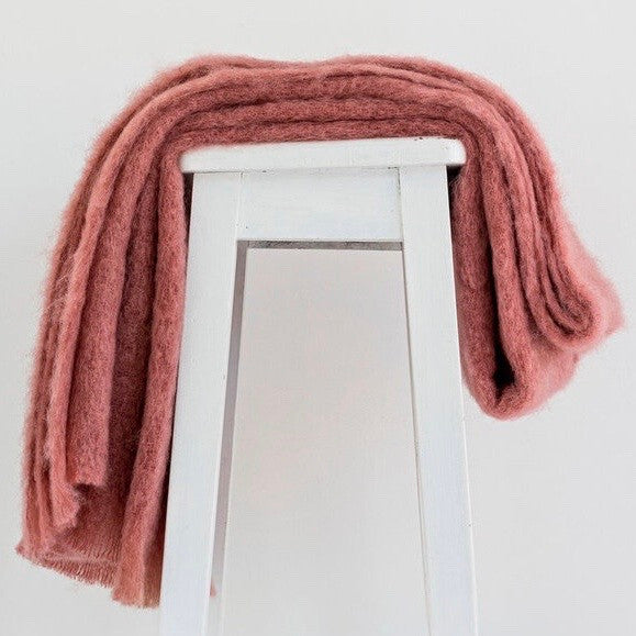 Tearose colour Mohair blanket throws