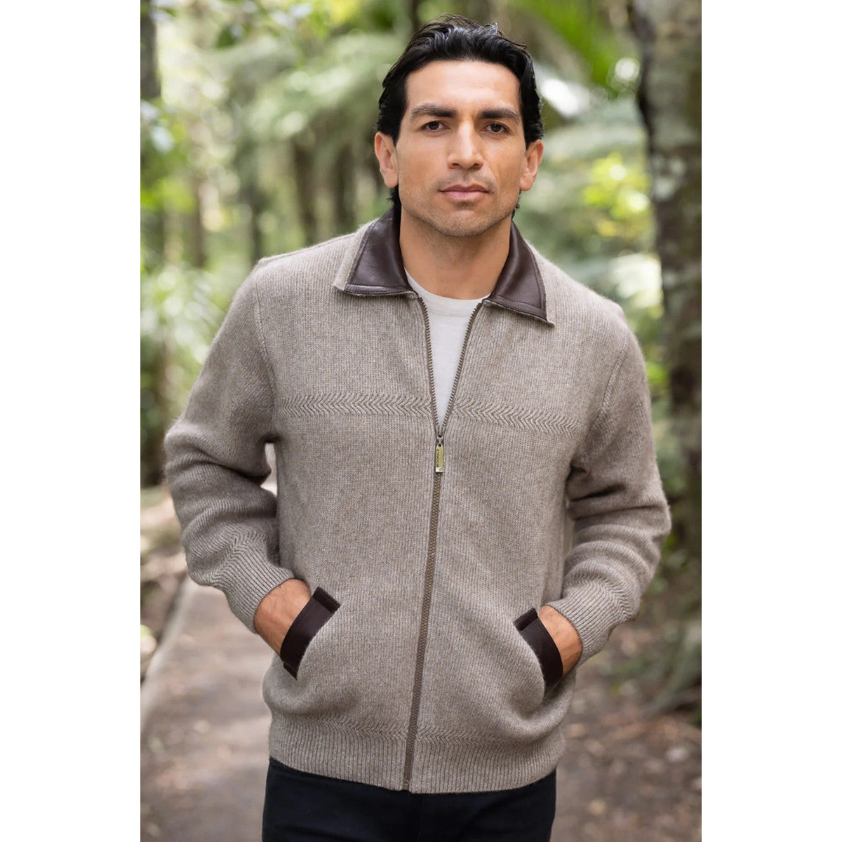 McDonald - Possum & Merino Lambskin Collar Jacket -Mocha