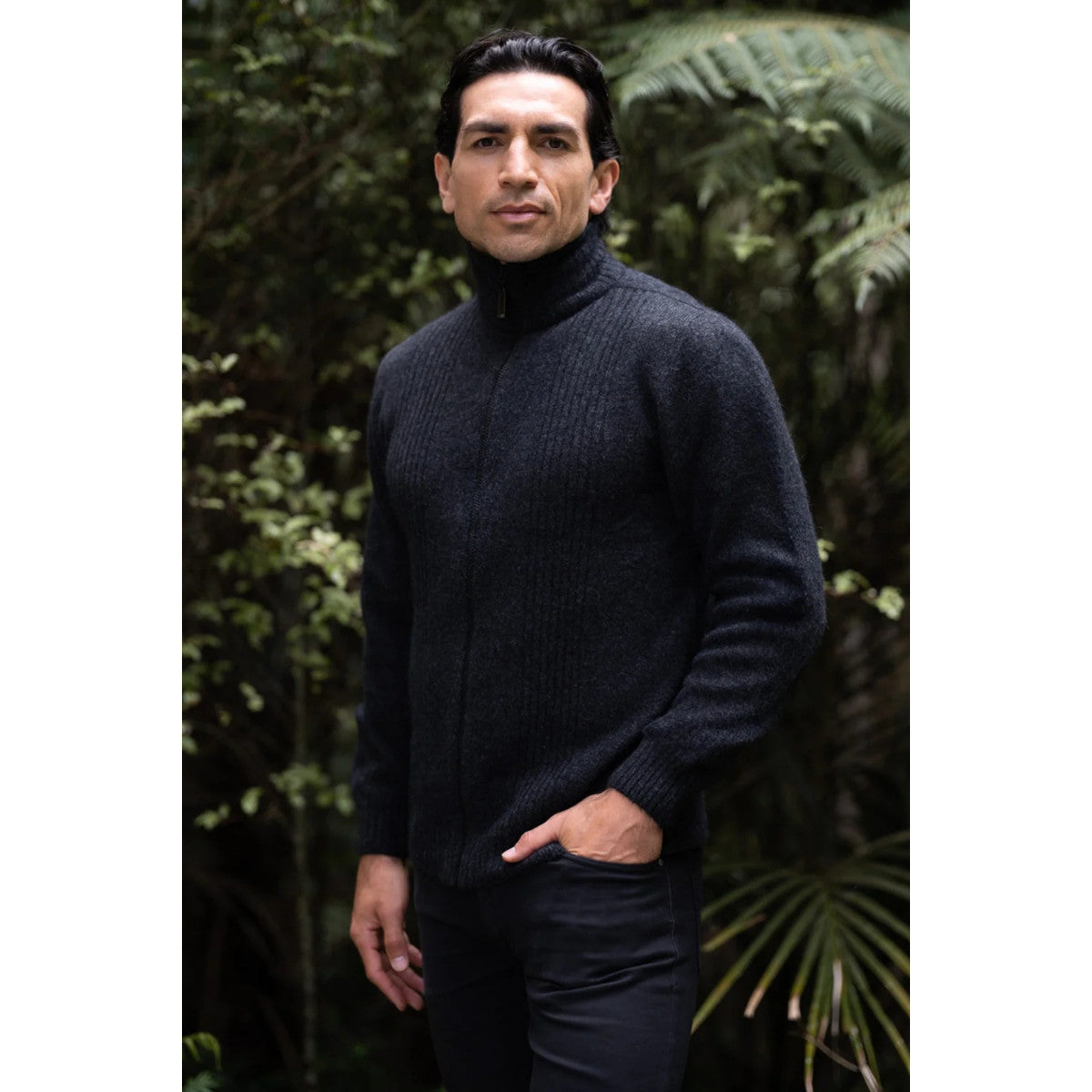 McDonald - Possum & Merino Rib Front Jacket (6602/)Charcoal