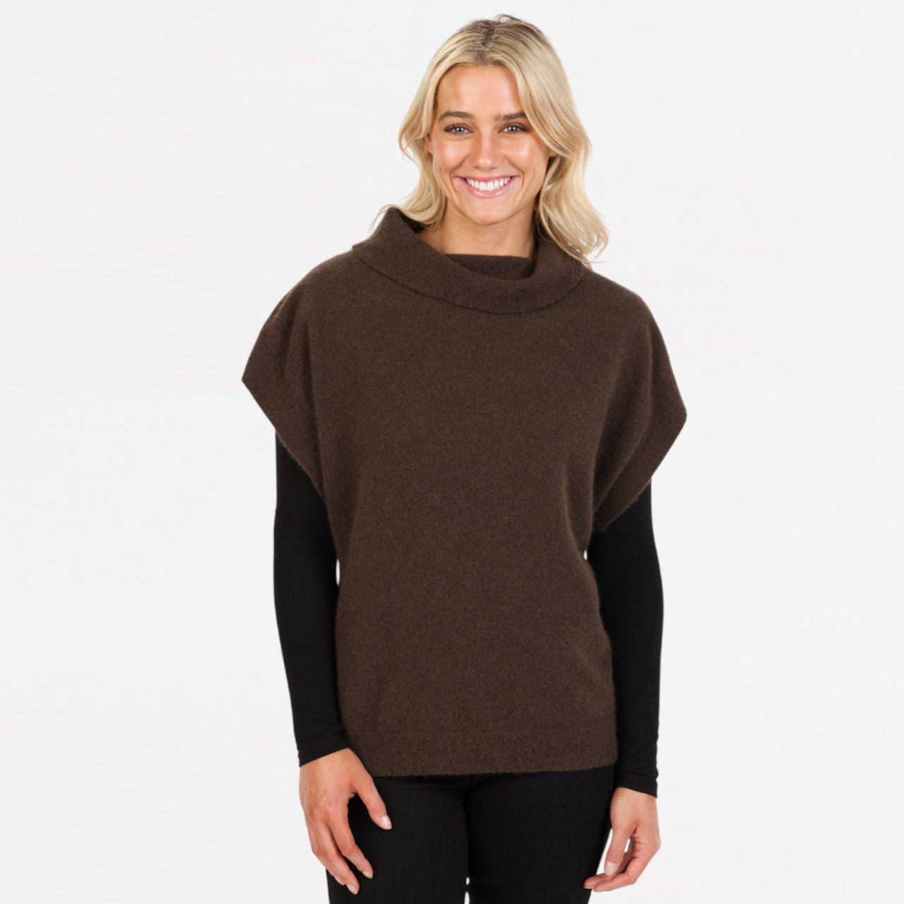 Native World - Merino & Possum Cowl Neck Tunic, Cocoa