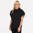 Native World - Merino & Possum Cowl Neck Tunic, Charcoal