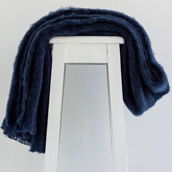 Navy colour Mohair blanket throws
