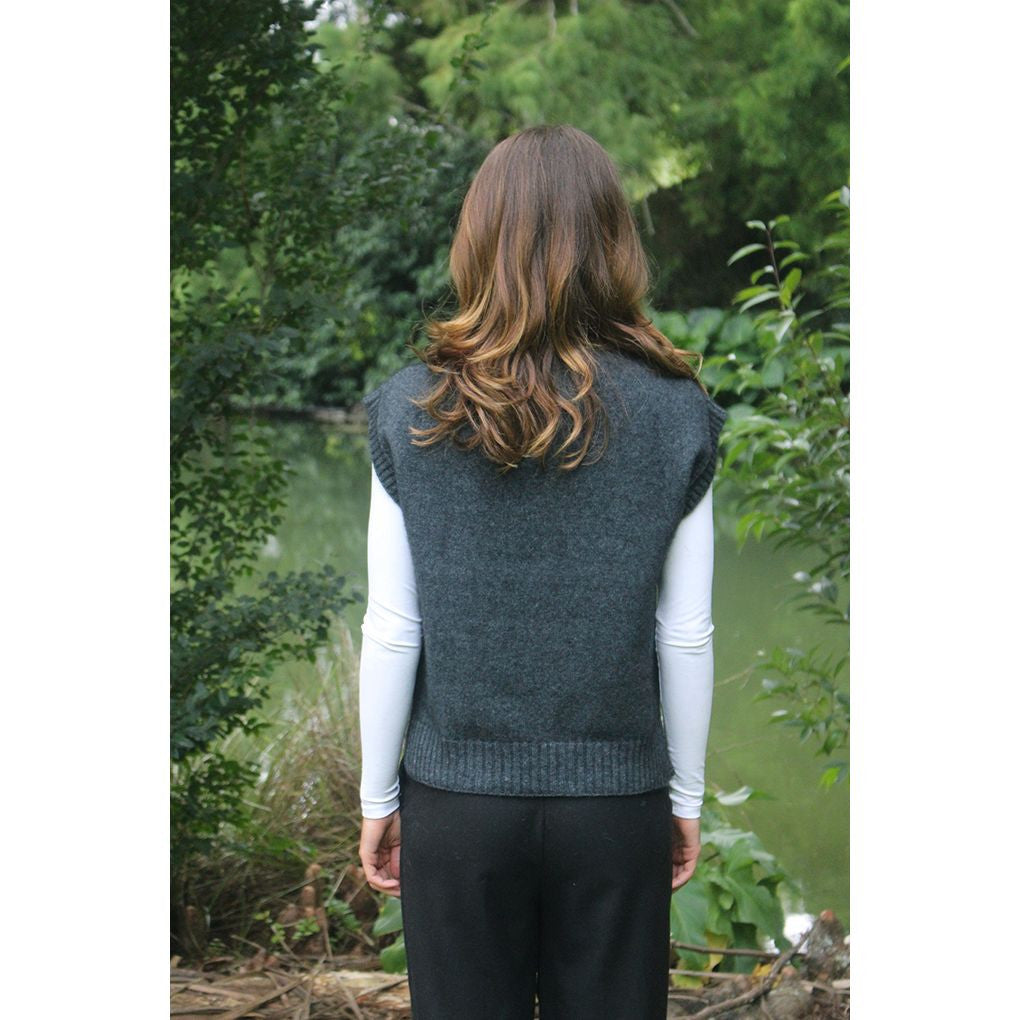 Lothlorian - Merino & Possum Serene Vest (9788)Charcoal