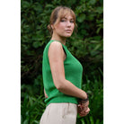Lothlorian - Cotton & Merino Hepburn Button Vest (CM107)Kelly Green