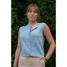 Lothlorian - Cotton & Merino Hepburn Button Vest (CM107)Sky
