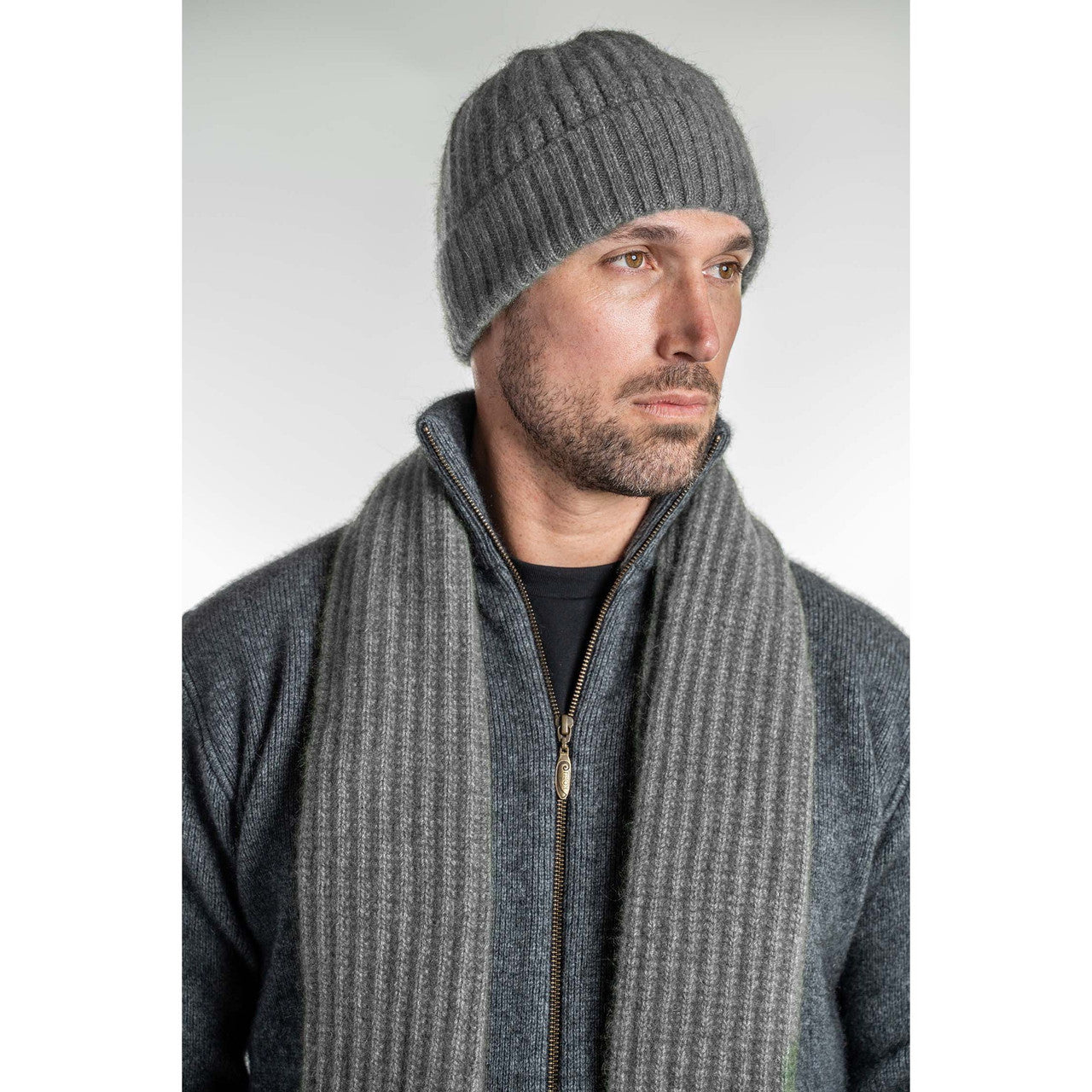 Koru Merino - Possum Ribbed Scarf (KO1020)Mist