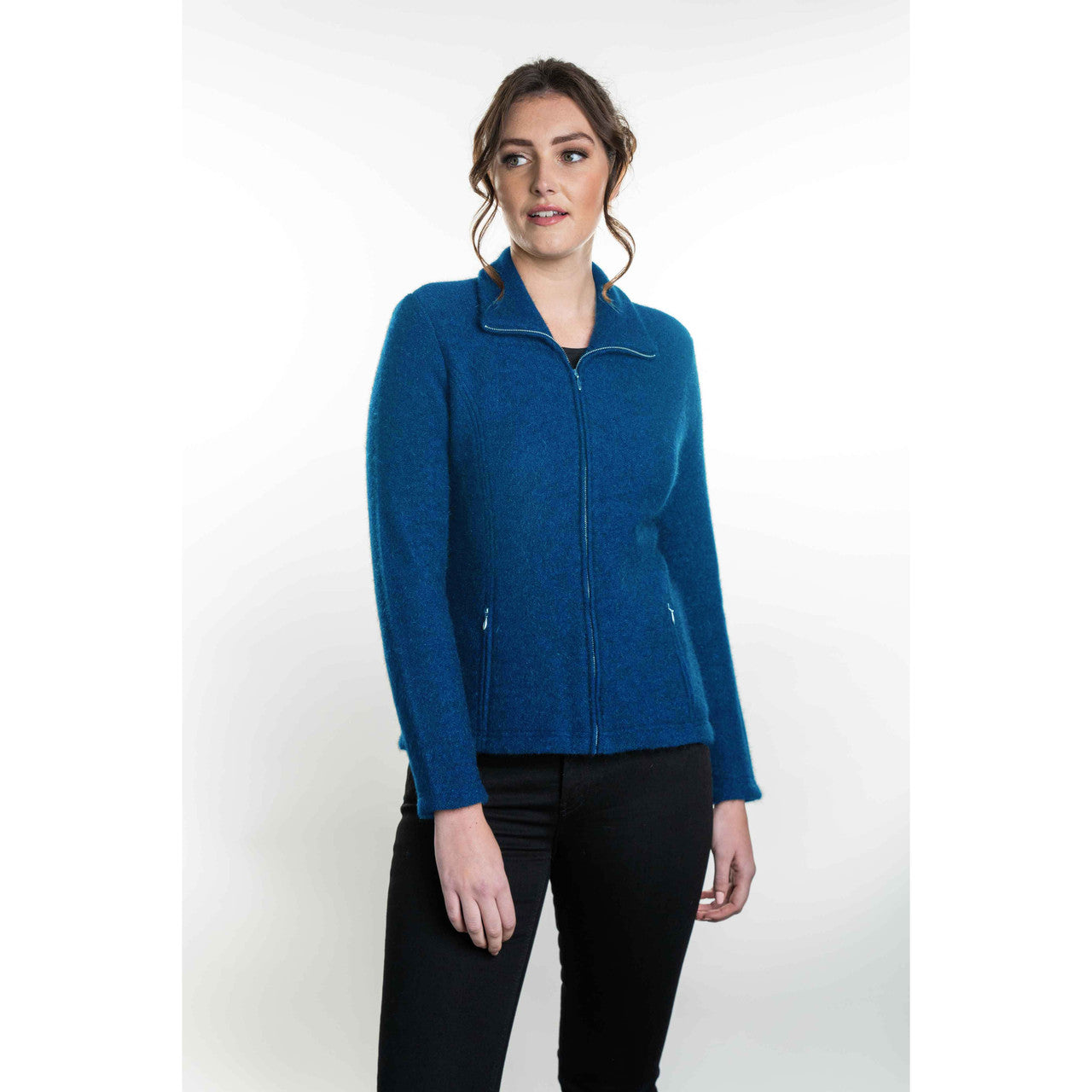 Koru Merino - Possum Shaped Zip Jacket (KO478)Pacific