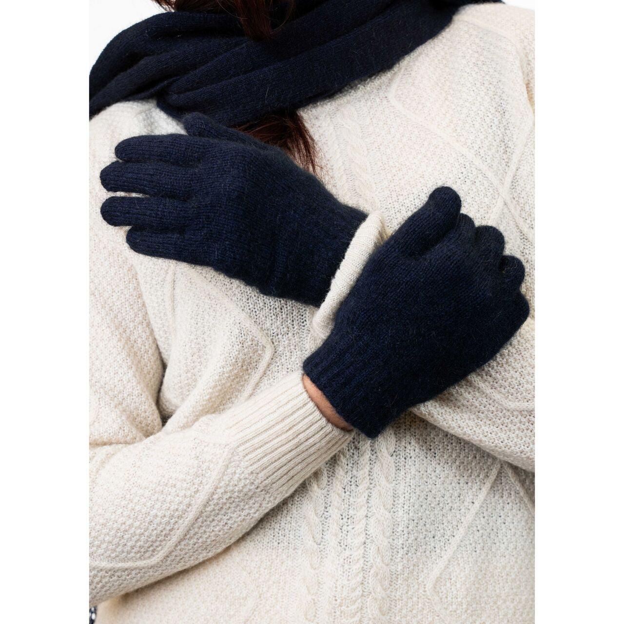 Koru - Merino & Possum Plain Gloves (KO48)Navy