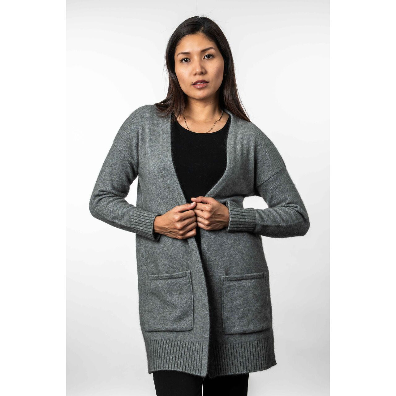 Koru - Merino - Possum Longline Cardigan (KO544)Mist