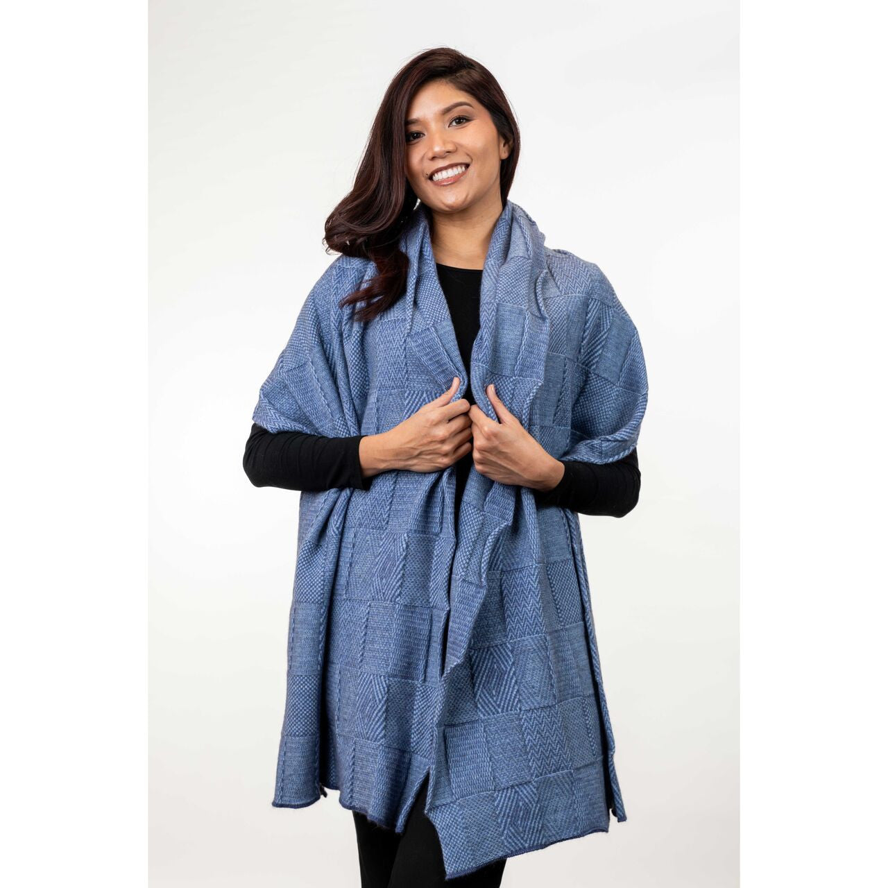 Koru - Merino - Possum Jacquard Wrap (KO554)Sky/Periwinkle