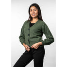 Koru - Merino - Possum V Neck Cardigan (KO557)Moss