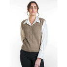 Koru - Merino & Possum Cable Vest (KO563)Mocha