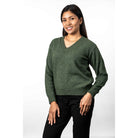 Koru - Merino & Possum V Neck Jumper (KO573)Moss