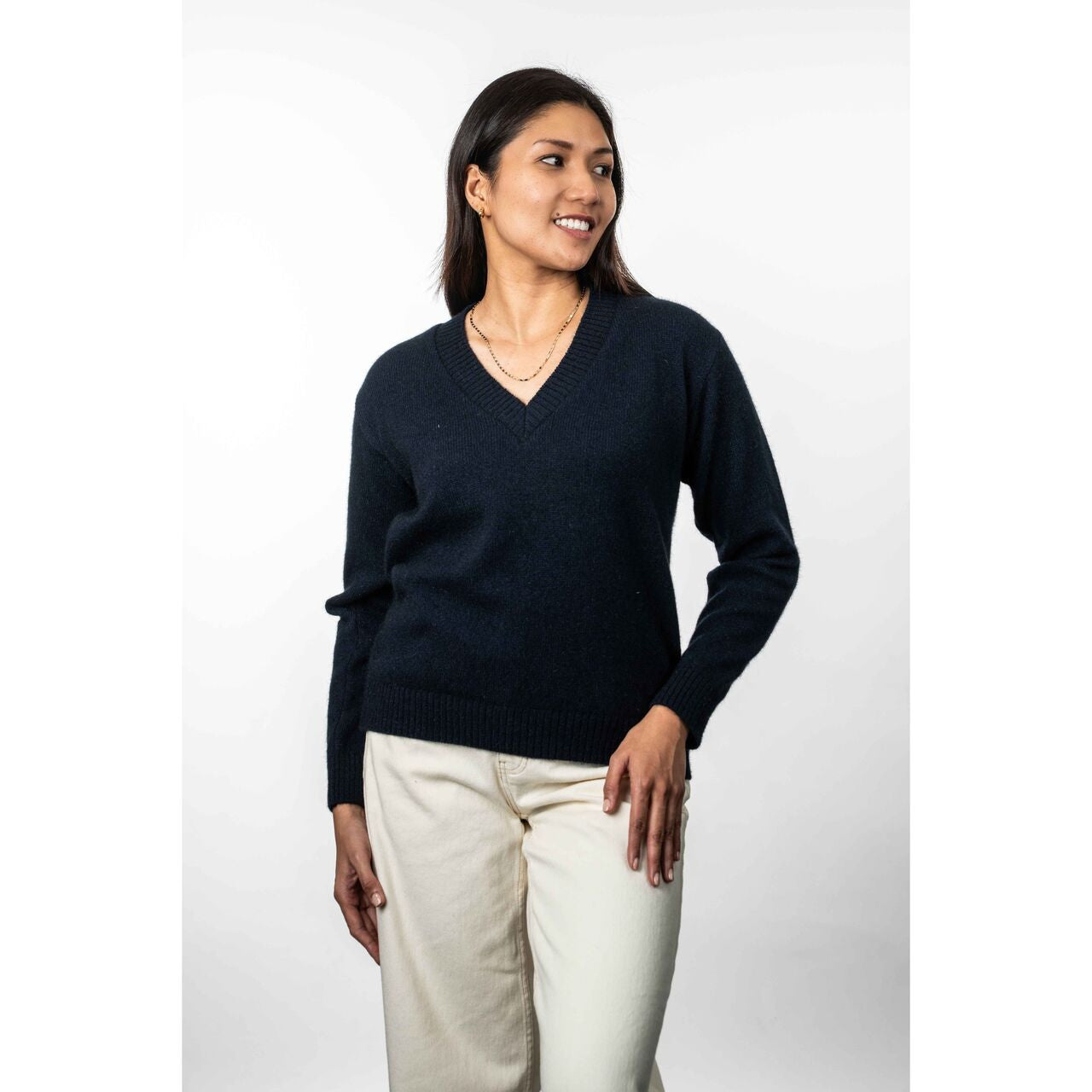 Koru - Merino & Possum V Neck Jumper (KO573)Navy