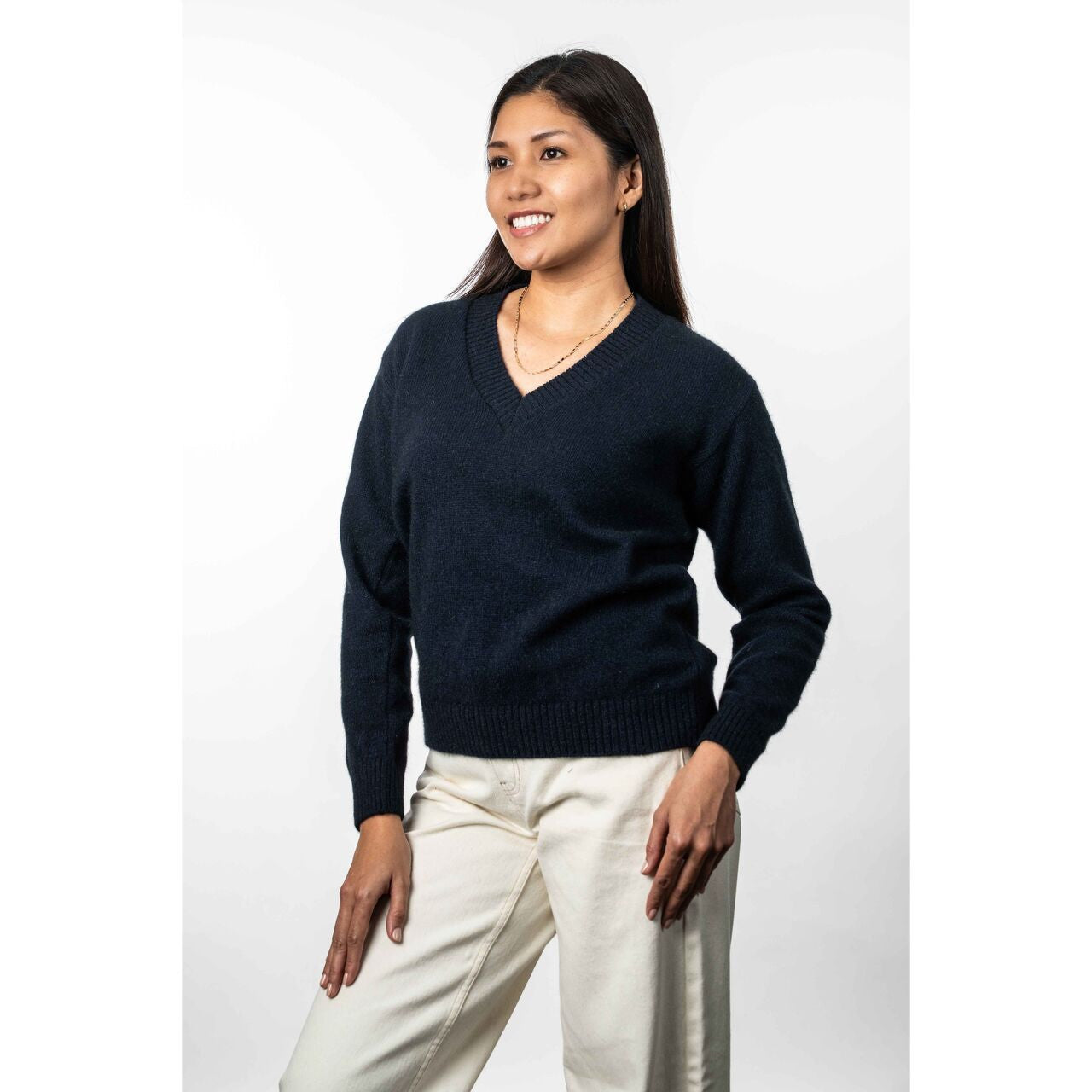 Koru - Merino & Possum V Neck Jumper (KO573)Navy