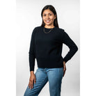 Koru - Merino & Possum Moss Stich Plated Jumper (KO574)Navy/Black