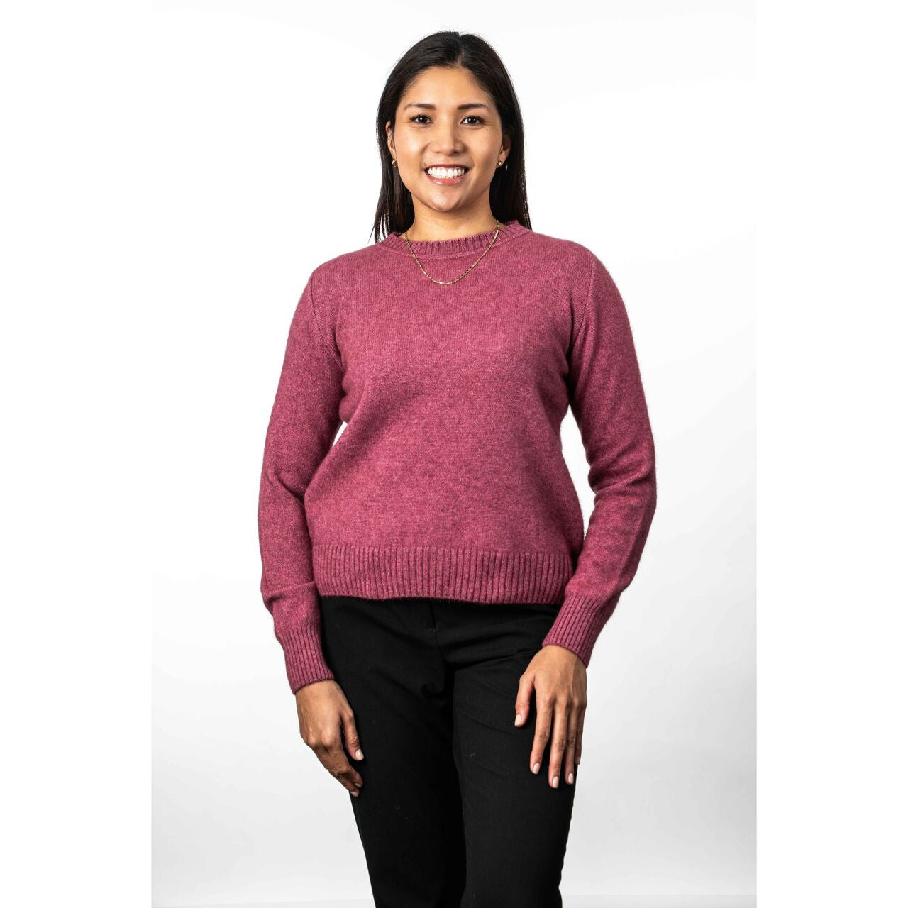 Koru - Merino & Possum Crew Neck Jumper (KO575)Rose