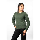 Koru - Merino & Possum Crochet Knit Jumper (KO577)Moss