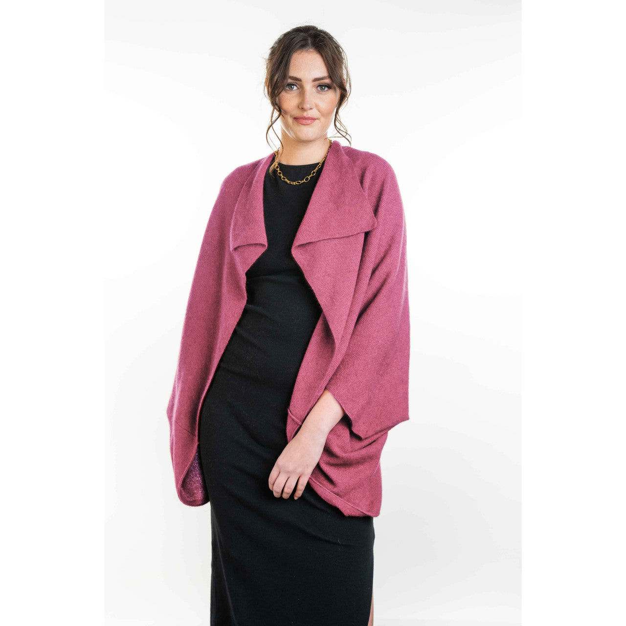 Koru Merino - Possum Moss Stitch Shrug (KO756)Rose