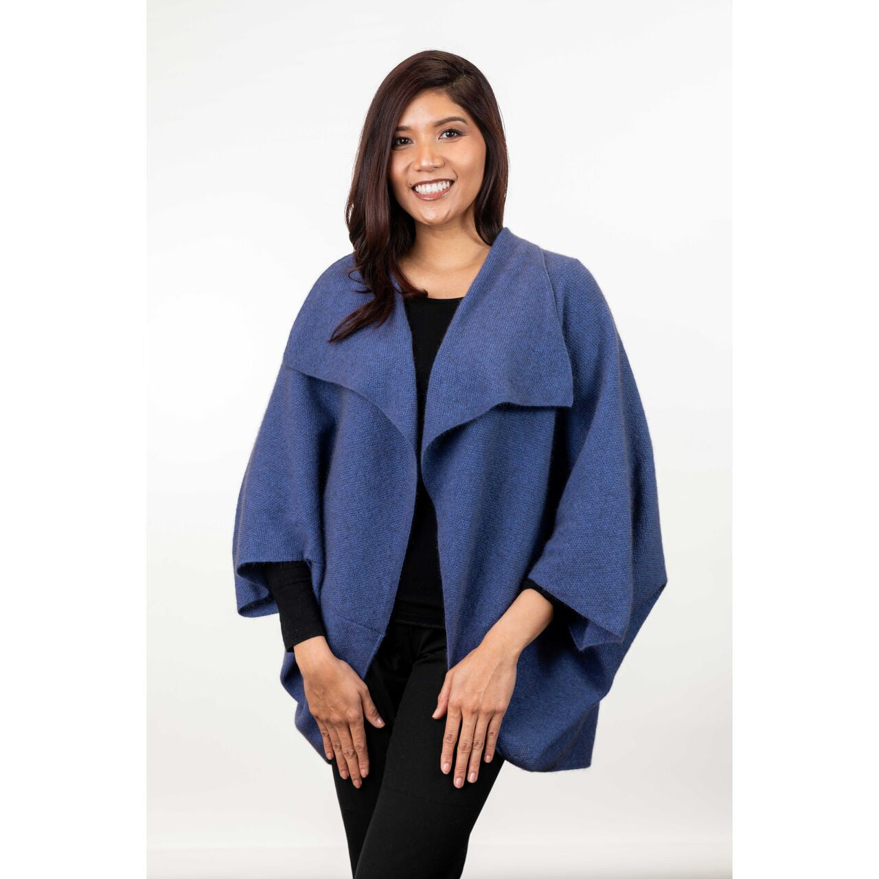 Koru Merino - Possum Moss Stitch Shrug (KO756)Periwinkle