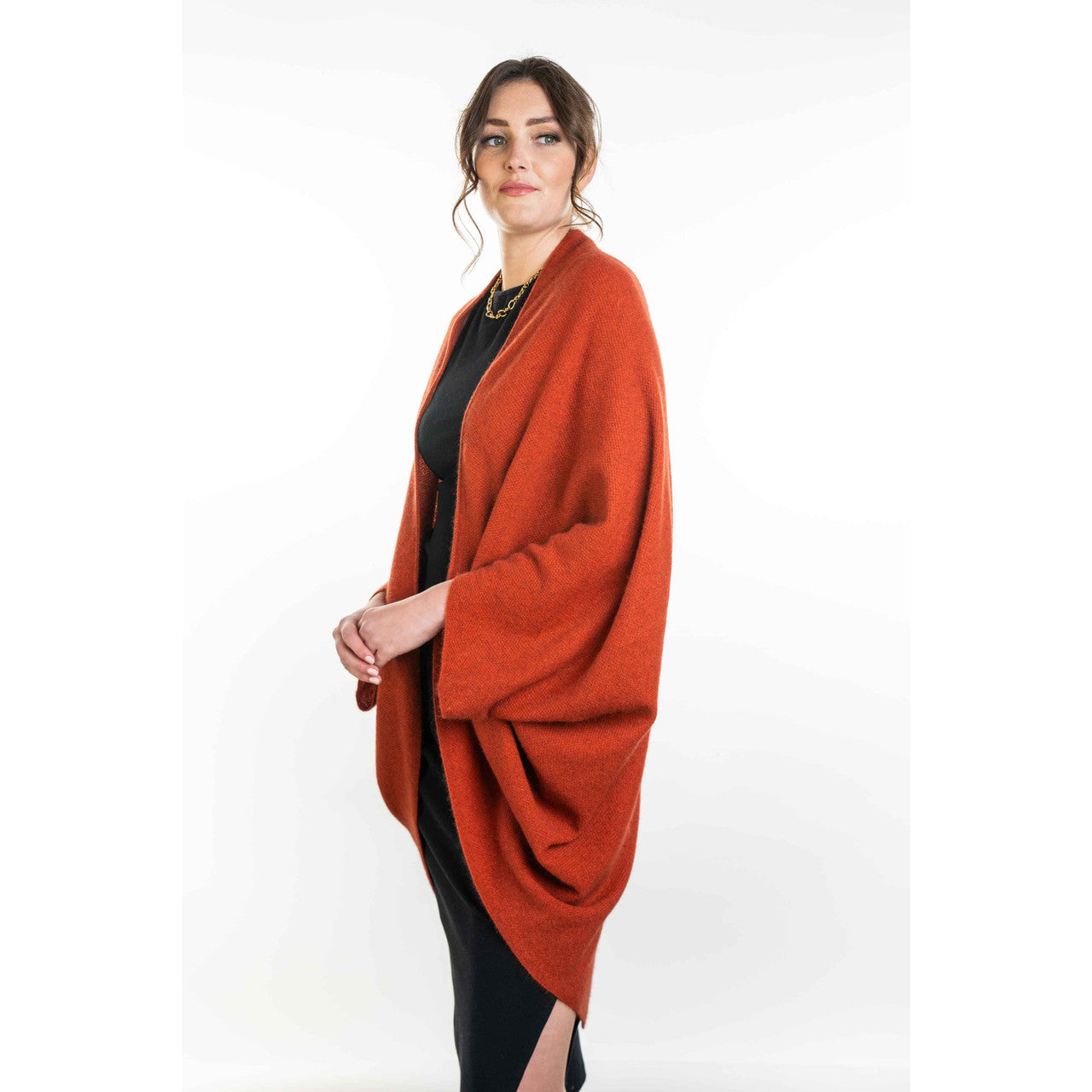 Koru Merino - Possum Moss Stitch Shrug (KO756)Sienna