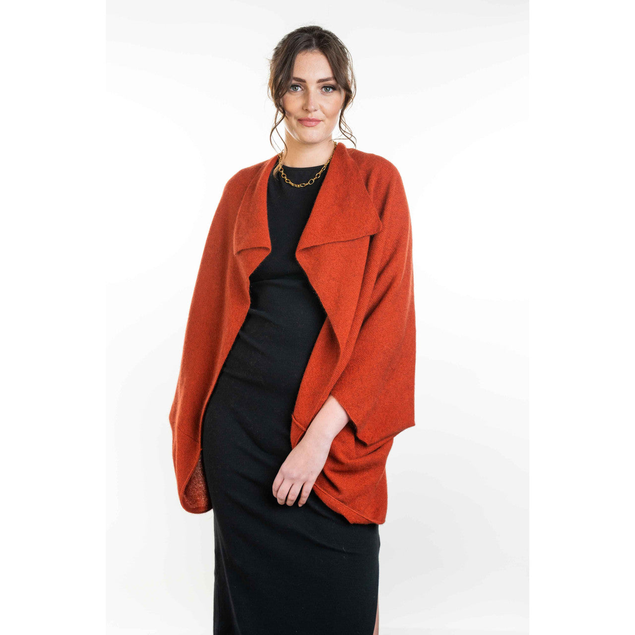 Koru Merino - Possum Moss Stitch Shrug (KO756)Sienna