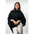 Koru Merino - Possum Two Way Poncho (KO798)Black
