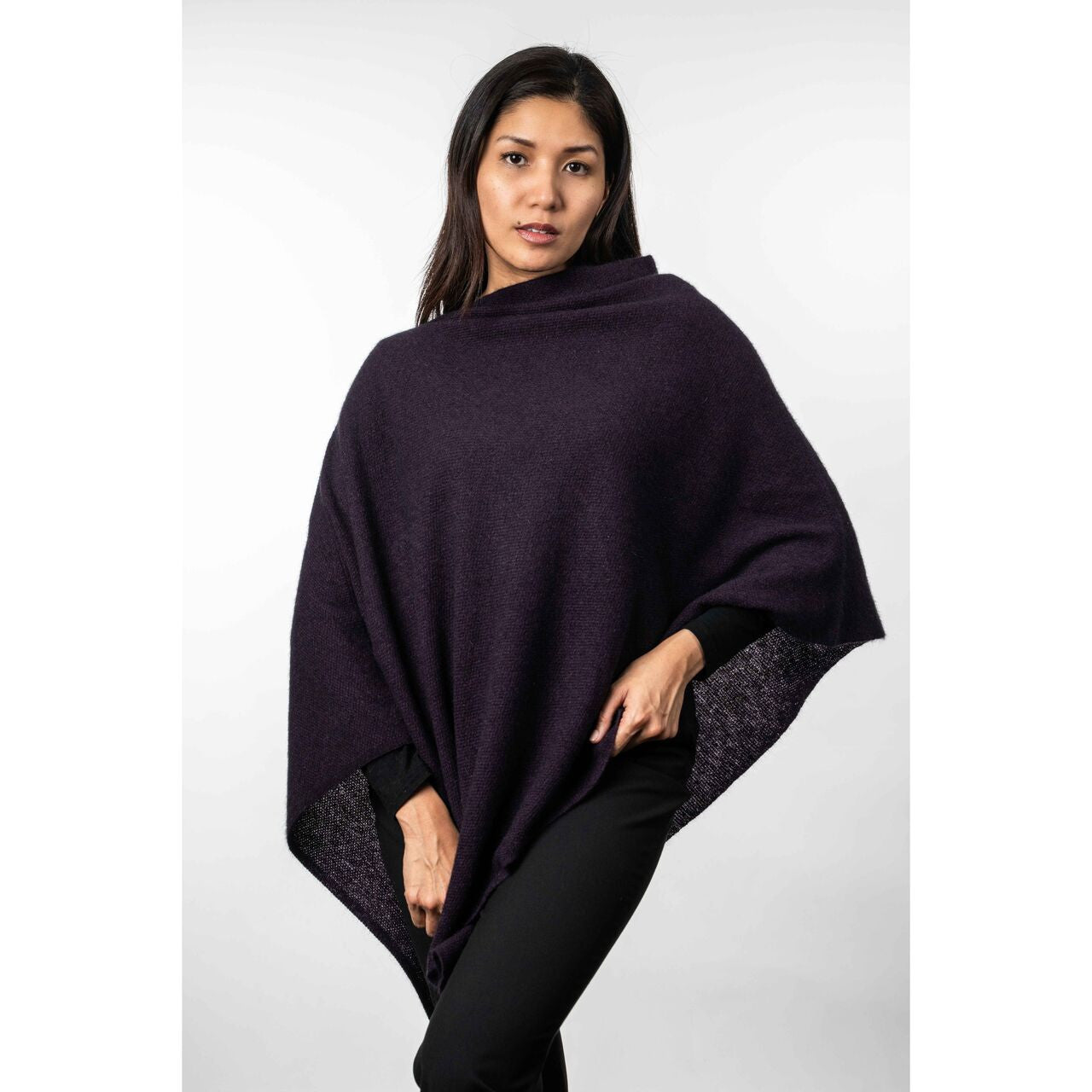 Koru Merino - Possum Two Way Poncho (KO798)Grape