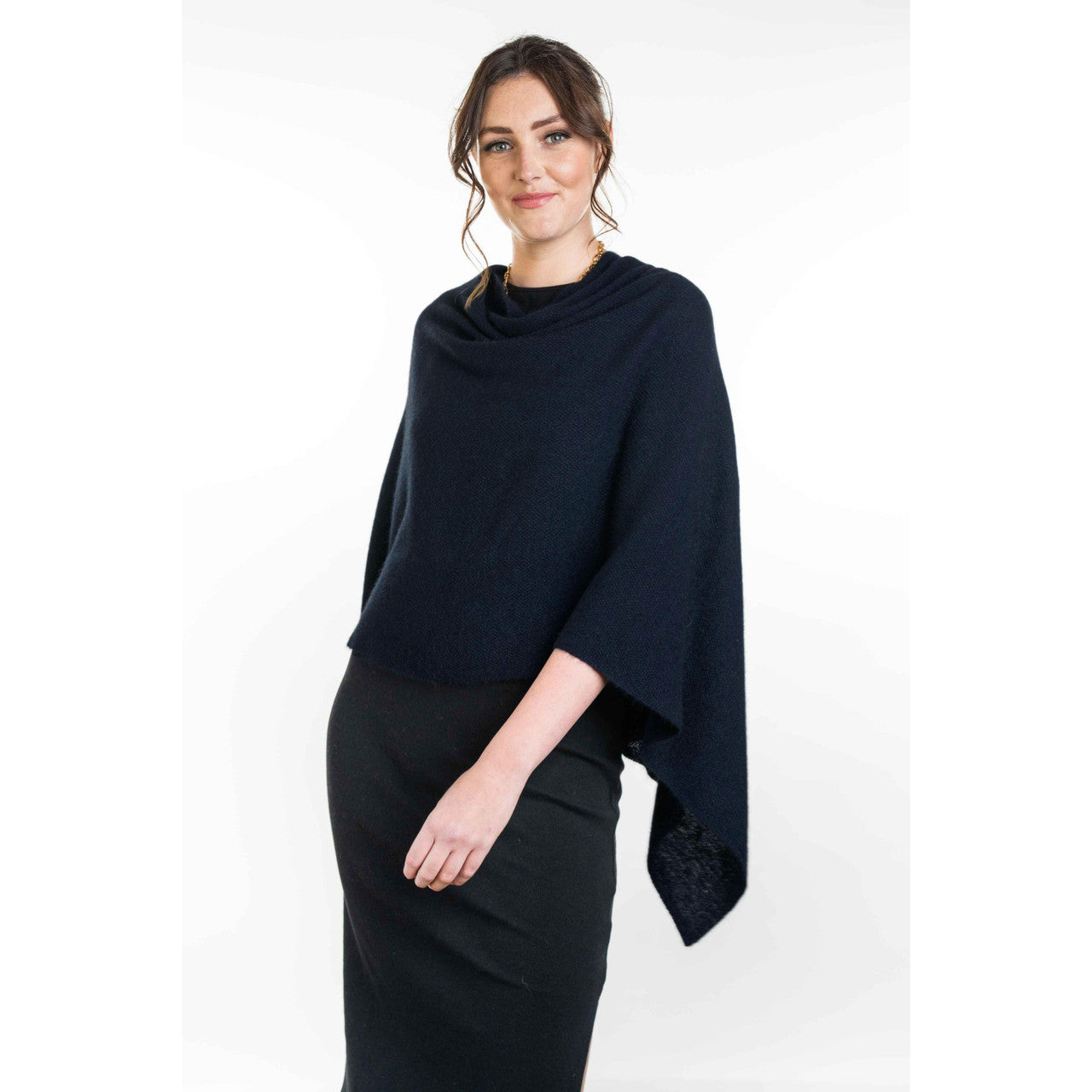 Koru Merino - Possum Two Way Poncho (KO798)Navy