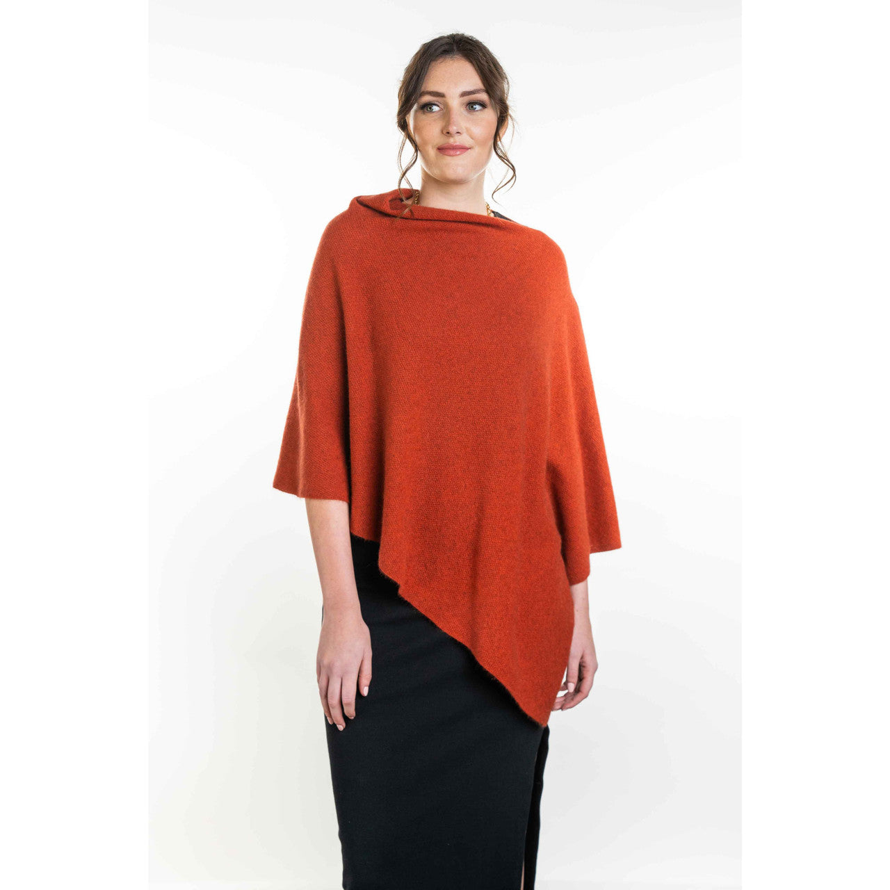 Koru Merino - Possum Two Way Poncho (KO798)Sienna
