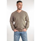 Koru - Men's Merino & Possum V Neck Sweater (KO841)Mocha