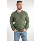 Koru - Men's Merino & Possum V Neck Sweater (KO841)Moss
