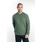 Koru - Men’s Merino - Possum Crew Neck Aran Jumper (KO868)Moss