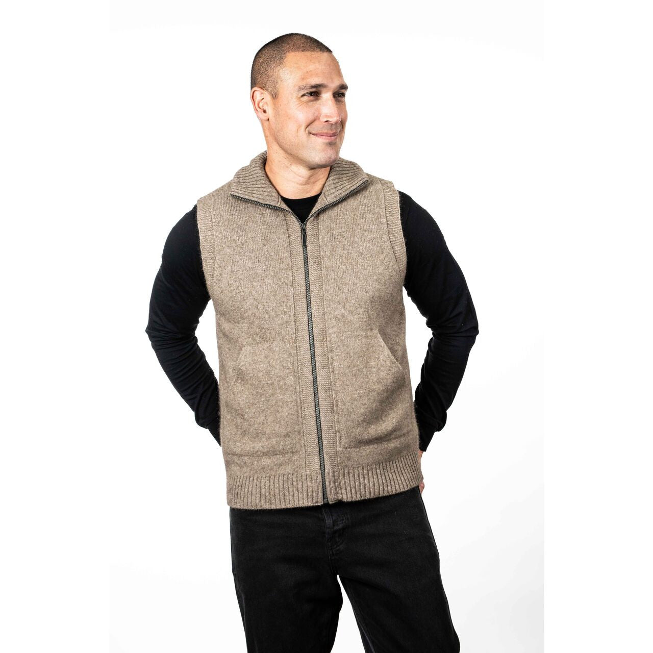 Koru - Merino & Possum Zip Vest Mocha