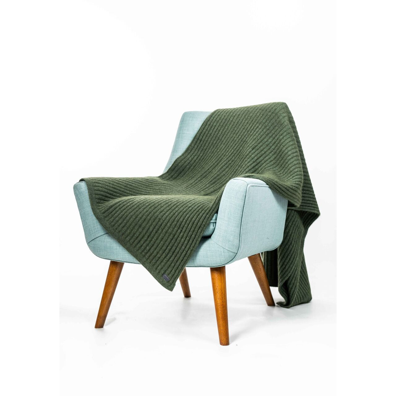 Koru Merino - Possum Ribbed Throw (K091)Moss