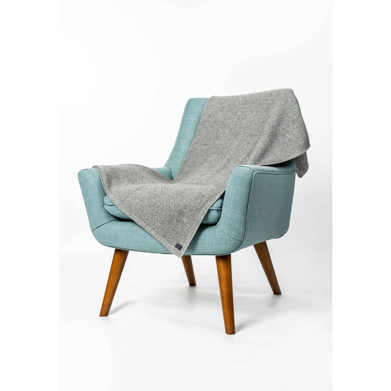 Koru - Merino & Possum Plated Herringbone Throw (KO966)Mist/Natural