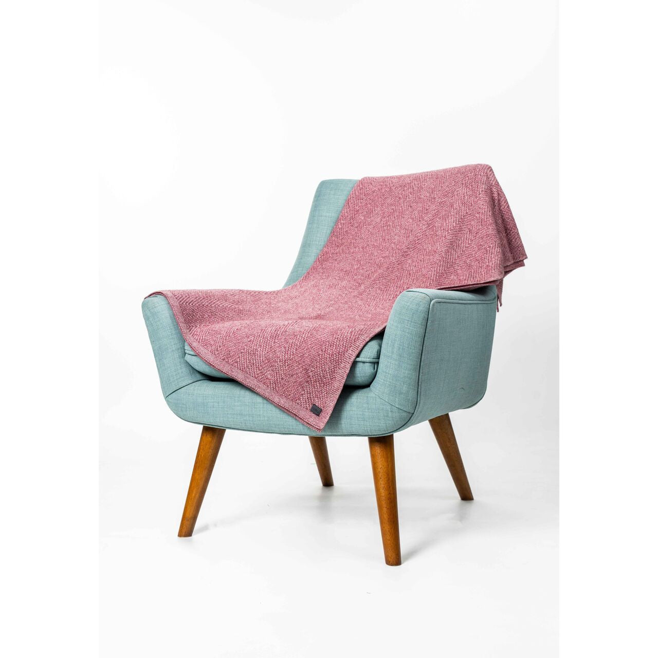 Koru - Merino & Possum Plated Herringbone Throw (KO966)Rose/Natural