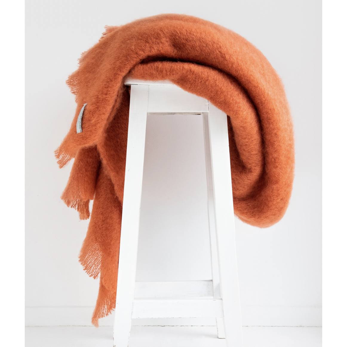 Terracotta colour mahair rug