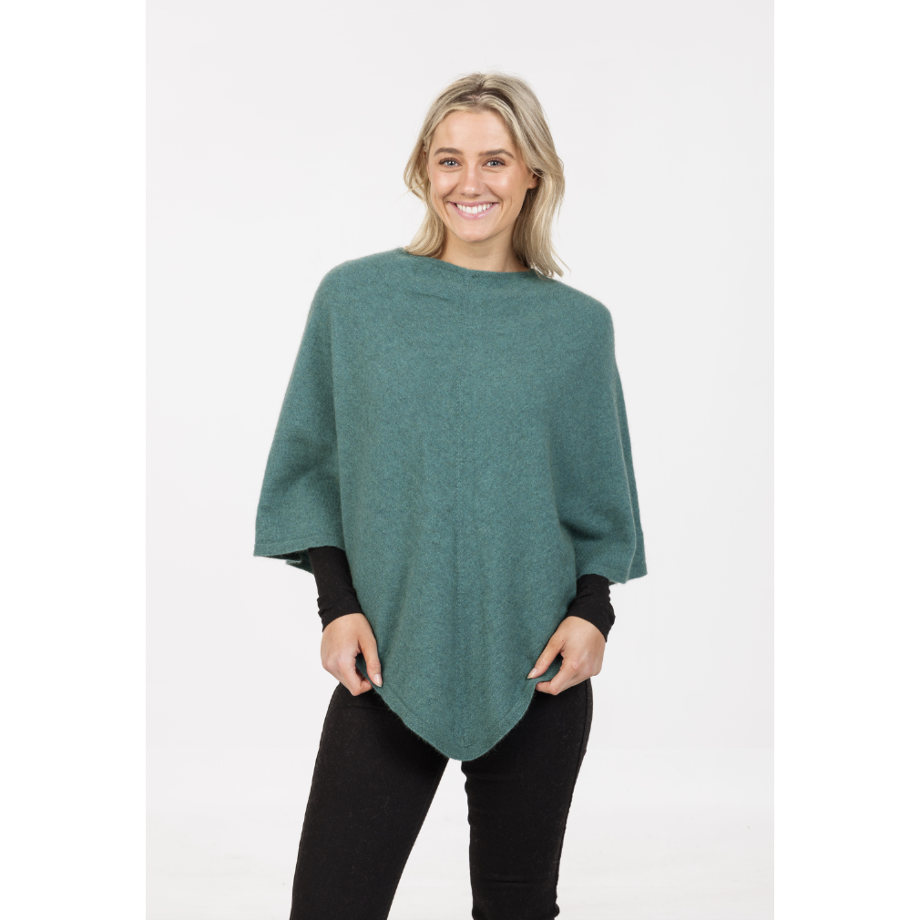 Native World - Merino & Possum Poncho (NB698)Mist